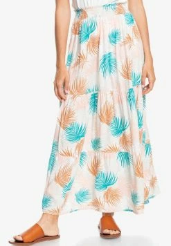 Roxy SENSE OF ESCAPE - Jupe Longue - Snow White Palm Shadows