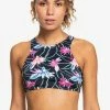 Roxy ACTIVE - Haut De Bikini - Anthracite Floral Flow