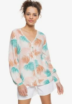 Roxy Blouse - Snow White Palm Shadows